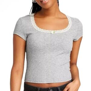 Wild Fable Pointelle Rosette T-Shirt